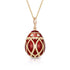 Rose Gold Diamond & Red Guilloché Enamel Egg Pendant