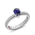 Gold Blue Sapphire Fluted Ring with Diamond Shoulders