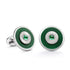 White Gold Emerald & Green Guilloché Enamel Round Cufflinks REF: 1671/17
