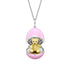 White Gold, Yellow Gold & Sapphire Teddy Surprise Locket with Pink Lacquer
