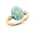 Yellow Gold Diamond & Turquoise Guilloché Enamel Egg Ring