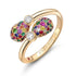 Yellow Gold Multicoloured Gemstone Crossover Ring