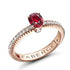 Rose Gold Ruby Fluted Ring with Diamond Shoulders