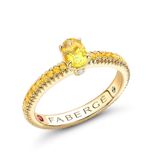 Gold Yellow Sapphire Fluted Ring with Yellow Sapphire Shoulders