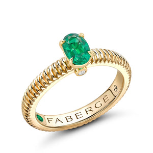 Yellow Gold Emerald Fluted Ring