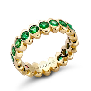 Cosmic Curve Yellow Gold Emerald Eternity Ring