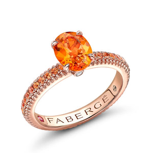 Spessartite Fluted Ring with Orange Sapphire Shoulders