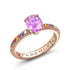 Oval Pink Sapphire Fluted Ring with Multicoloured Gemstone Shoulders
