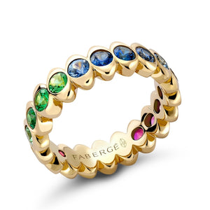 Cosmic Curve Rose Gold Rainbow Multicoloured Gemstone Eternity Ring