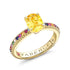Oval Yellow Sapphire Fluted Ring with Multicoloured Gemstone Shoulders