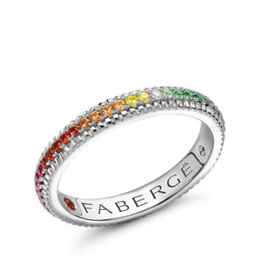 Rainbow Multicoloured Gemstone Fluted Ring Eternity
