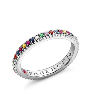 Multicoloured Gemstone Fluted Eternity Ring