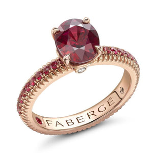 Gold Ruby Fluted Ring with Ruby Shoulders