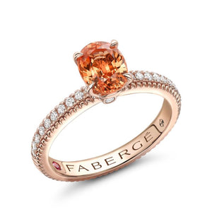 Spessartite Fluted Ring with Diamond Shoulders