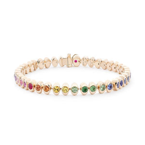 Cosmic Curve Rose Gold Rainbow Multicoloured Gemstone Tennis Bracelet