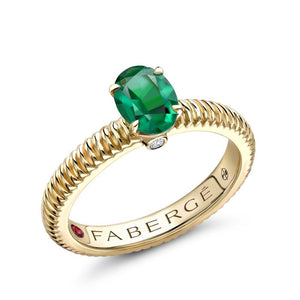 Gold Emerald Fluted Ring