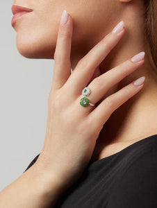 Baby Ghost Ring Tsavorites & Sapphires