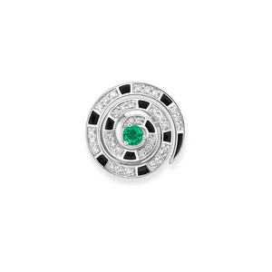 Fabergé x Beetlejuice Beetlejuice White Gold, Emerald & Diamond Spiral Lapel Pin