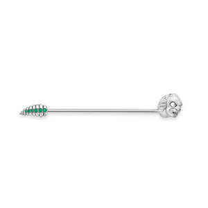 Fabergé x Beetlejuice Beetlejuice White Gold & Emerald Straight Headworm Collar Bar