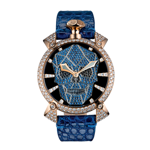 Bionic Skull 48mm - Diamonds - Blue Skull