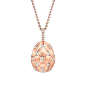 Brushed Rose Gold & Diamond Set Ruby Heart Surprise Egg Pendant