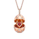 Brushed Rose Gold & Diamond Set Ruby Heart Surprise Egg Pendant