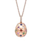 Brushed Rose Gold & Multicoloured Gemstone Set Egg Pendant