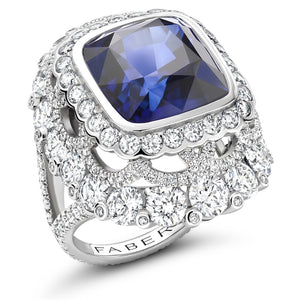 Cushion Cut Blue Sapphire Ring Set With Diamonds