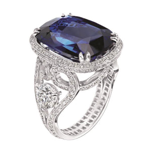 Cushion Cut Blue Sapphire Ring Set With Diamonds