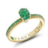 Gold Emerald Fluted Ring with Tsavorite Garnet Shoulders