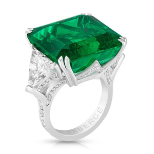 Emerald Step Cut Ring Set With Diamonds