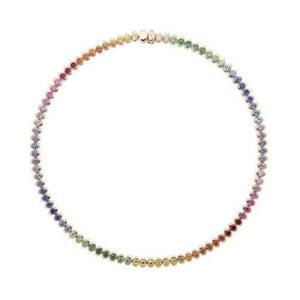 Cosmic Curve Rose Gold Rainbow Multicoloured Gemstone Necklace