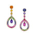 Gold Amethyst and Pink Sapphire Rainbow Tear Drop Earrings