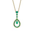 Gold Emerald Fluted Teardrop Pendant with Pavé Emerald Surround