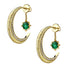 Hilal Crescent Yellow Gold Emerald & Diamond Earrings