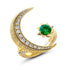 Hilal Crescent Yellow Gold Emerald & Diamond Ring