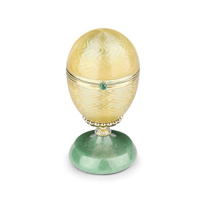 Limited-Edition 18k Yellow Gold Yellow Guilloché Enamel Egg Objet