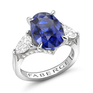 Oval Cut Blue Sapphire Ring Set With Diamonds