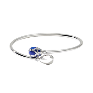 Palais White Gold Diamond & Royal Blue Guilloché Enamel Crossover Bracelet