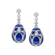 Palais White Gold Diamond & Royal Blue Guilloché Enamel Egg Drop Earrings