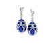 Palais White Gold Diamond & Royal Blue Guilloché Enamel Egg Drop Earrings