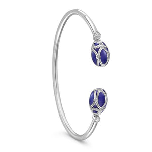 Palais White Gold Diamond & Royal Blue Guilloché Enamel Open Bracelet