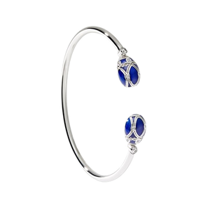 Palais White Gold Diamond & Royal Blue Guilloché Enamel Open Bracelet