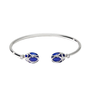 Palais White Gold Diamond & Royal Blue Guilloché Enamel Open Bracelet