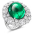 Platinum Cabochon Emerald Halo Ring Set With Diamonds
