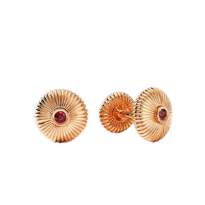 Rose Gold Ruby Fluted Round Cufflinks