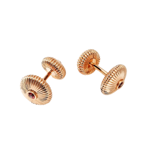 Rose Gold Ruby Fluted Round Cufflinks