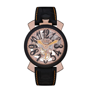 Skeleton 48mm – Rose Gold Plated - Black Leather