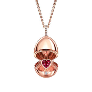 Rose Gold Heated Ruby Heart Surprise Locket