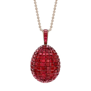 Rose Gold Mosaic Ruby Egg Pendant